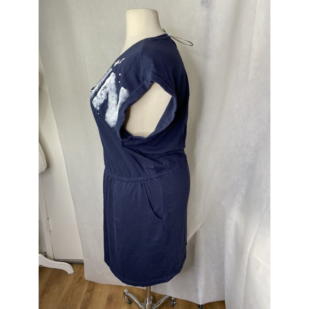 Calvin Klein Womens Casual Shirt Dress Navy Blue Spell Out Knee Length Size XXL - Picture 4 of 13